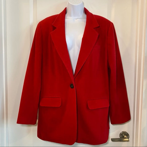 VINTAGE Red Wool Blazer Sports Coat By Sag Harbor - Picture 3 of 13
